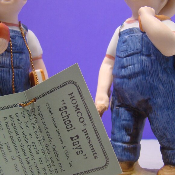Homco Denim Days School Days Figurine #1513 Kids Boy Girl Americana Vintage tag - Picture 4 of 16